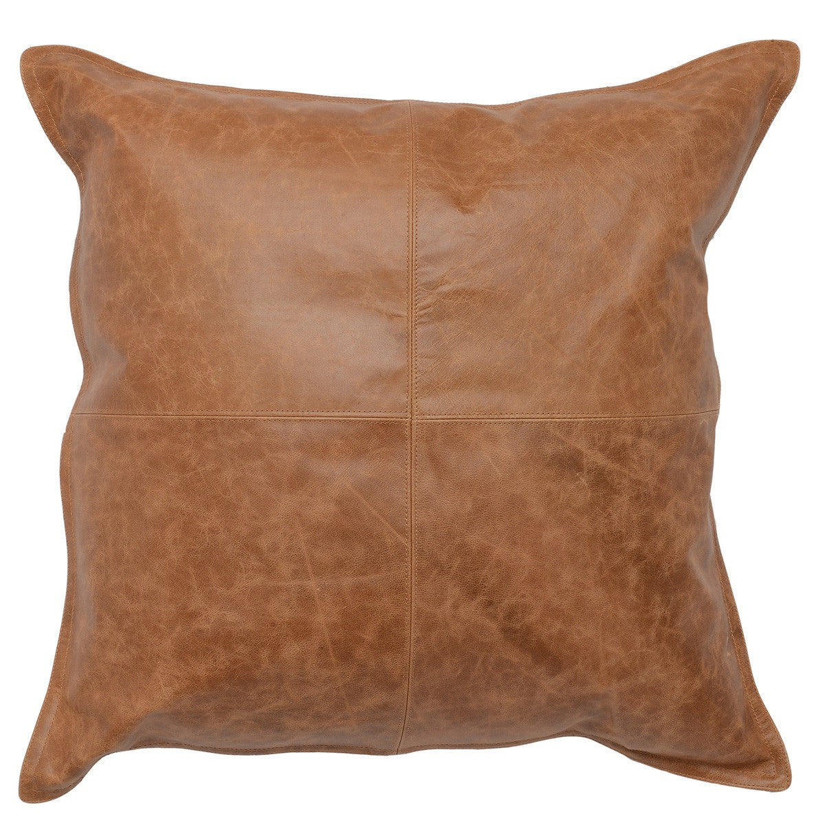 Pieced Genuine Leather Pillows, Chestnut