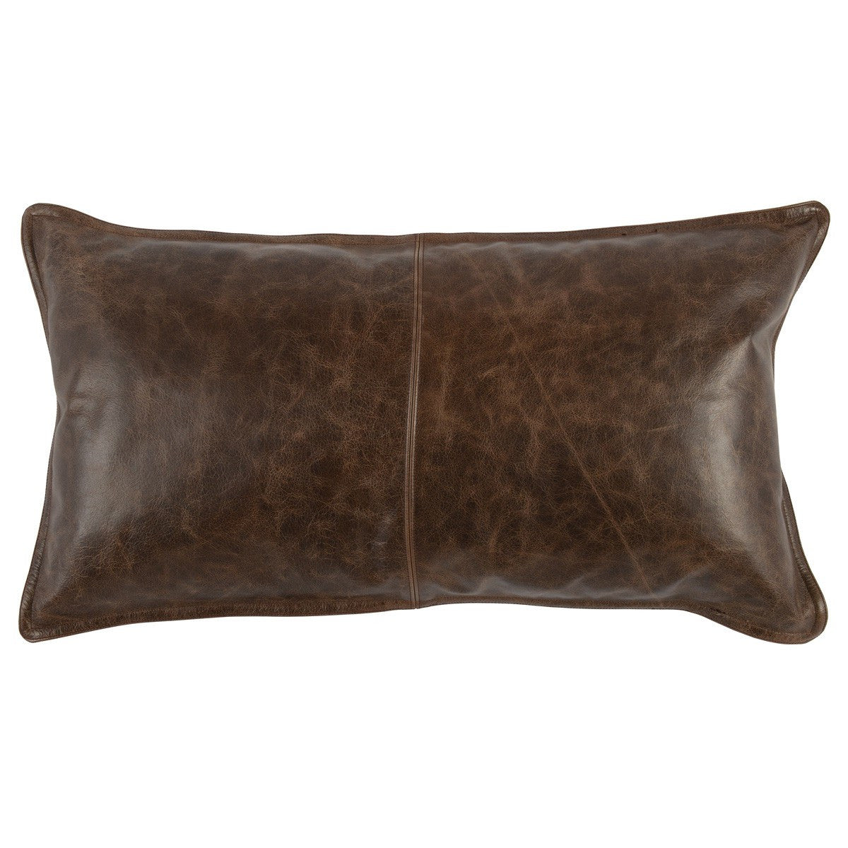 Pieced Genuine Leather Lumbar Pillows, Cocoa