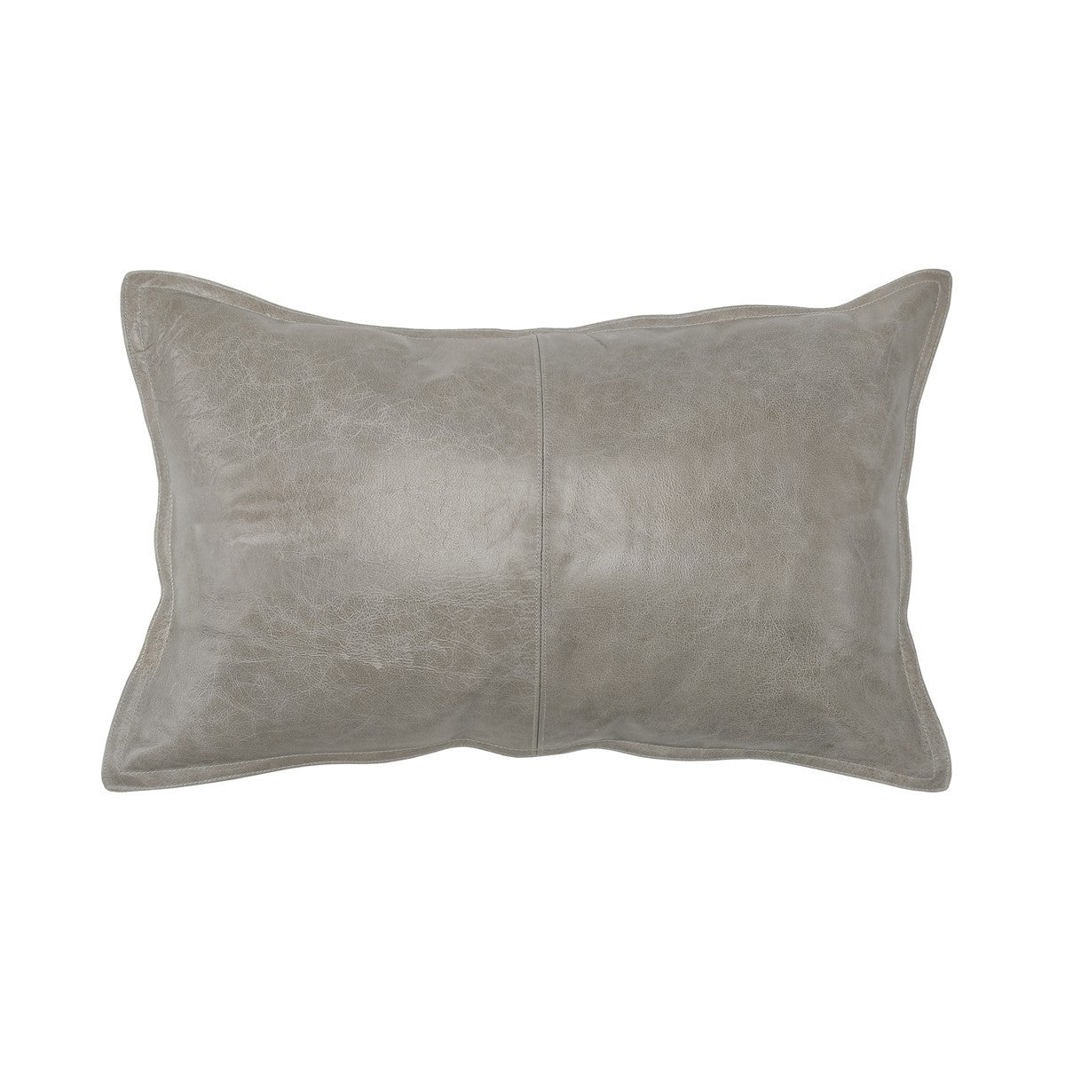 Pieced Genuine Leather Lumbar Pillows, Gray