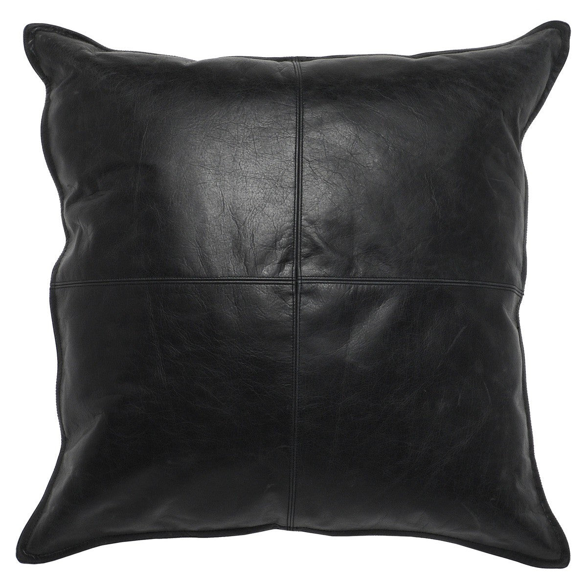 Pieced Genuine Leather Pillows, Black