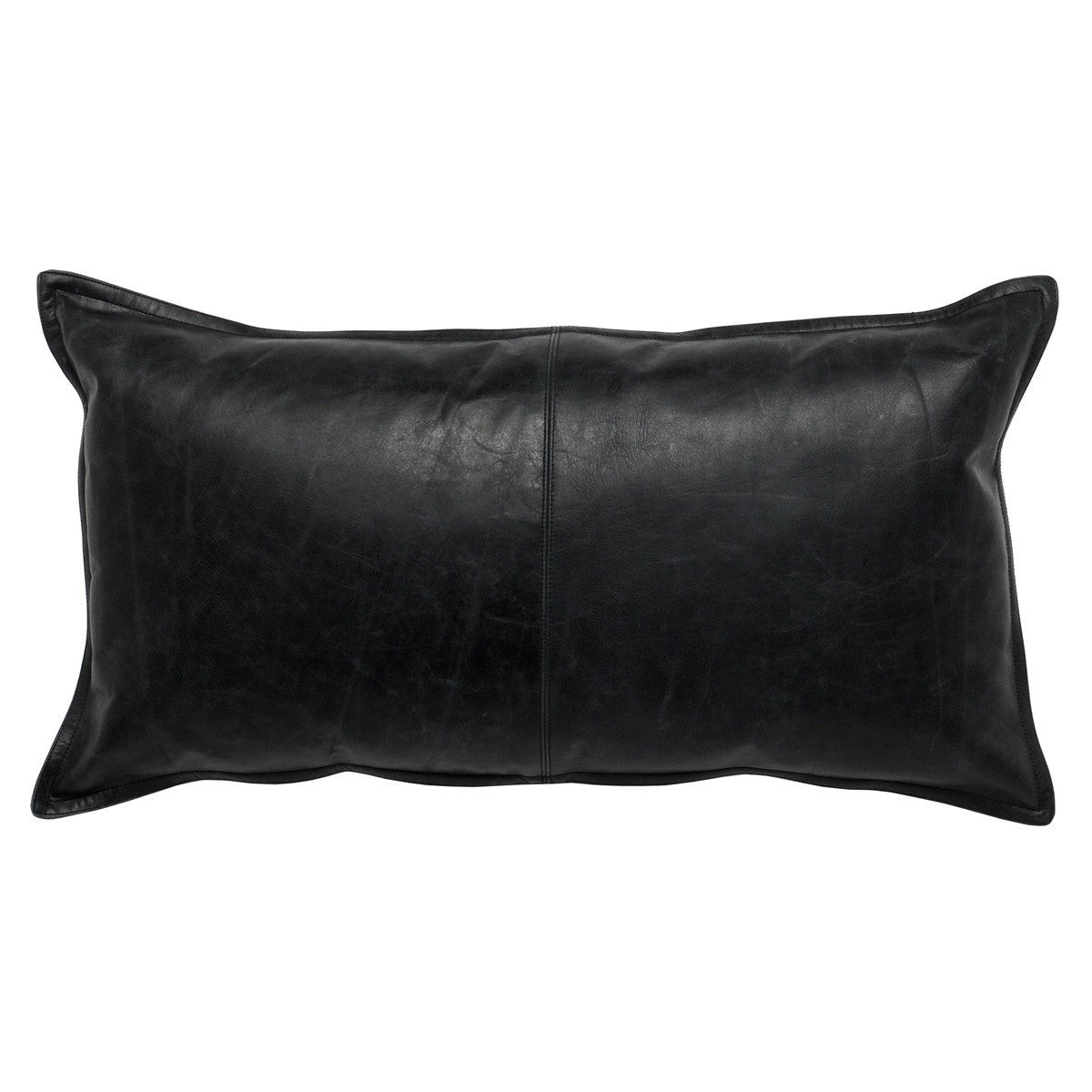Pieced Genuine Leather Lumbar Pillows, Black
