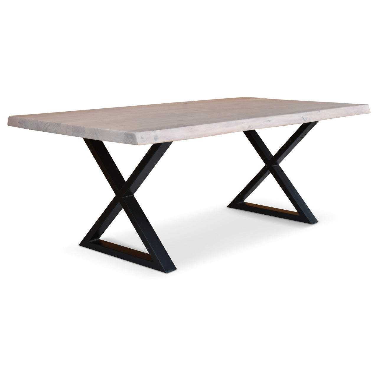 Brooks - Dining Table - X Base - 40" x 92" - White Wash Top - Black Base