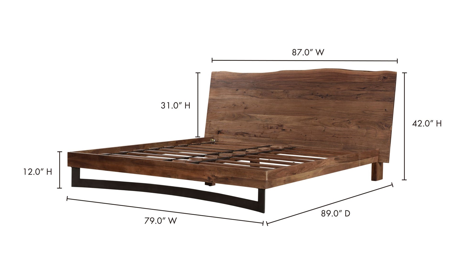Bent King Size Bed Brown by Moe's Home Collection - view 16