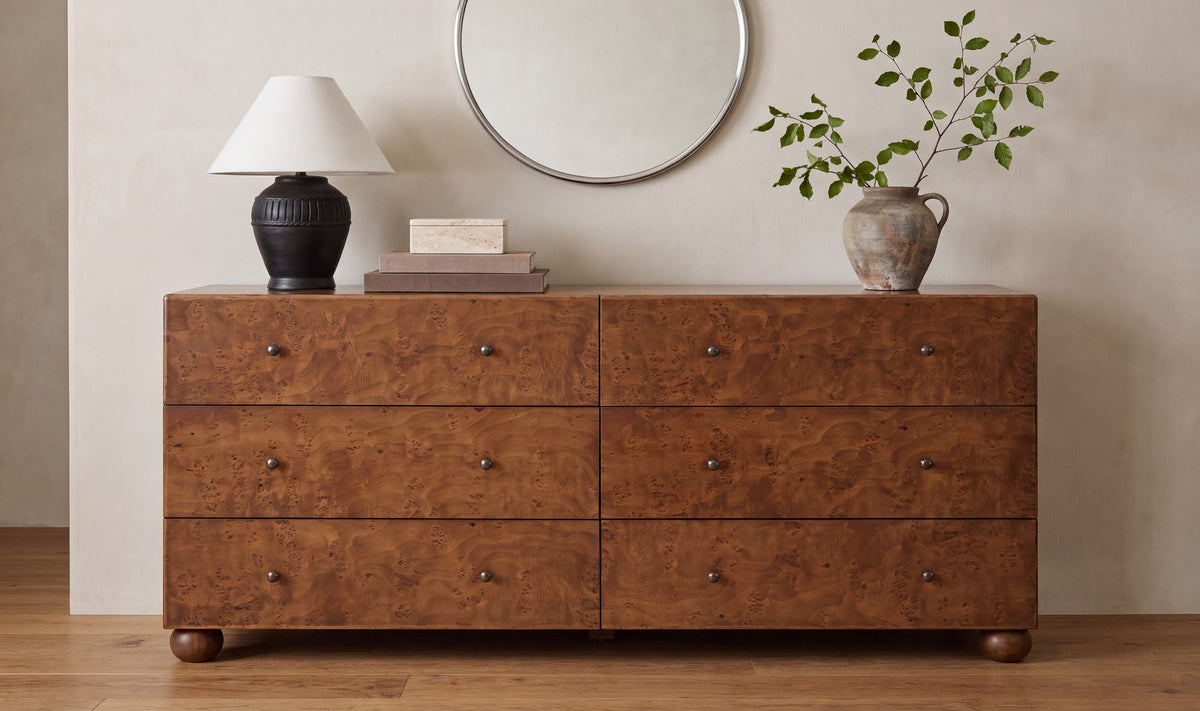 York 6 Drawer Dresser Warm Brown Burl by Moe's Home Collection - view 3