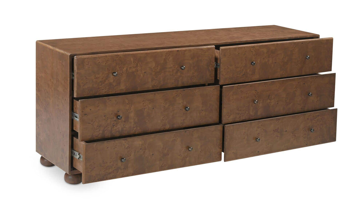 York 6 Drawer Dresser Warm Brown Burl by Moe's Home Collection - view 6