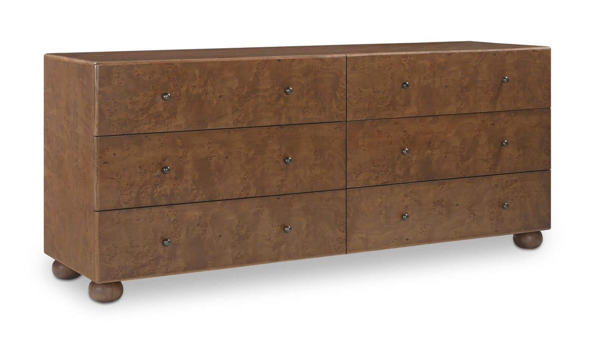 York 6 Drawer Dresser Warm Brown Burl by Moe's Home Collection - view 5