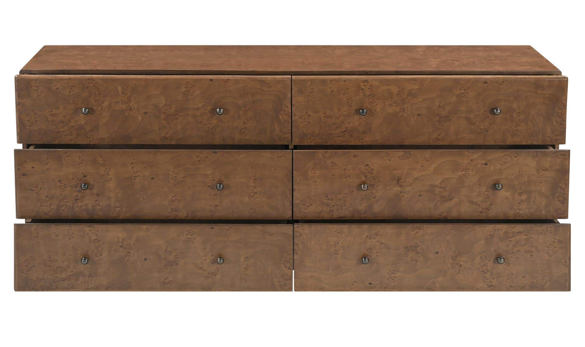 York 6 Drawer Dresser Warm Brown Burl by Moe's Home Collection - view 4