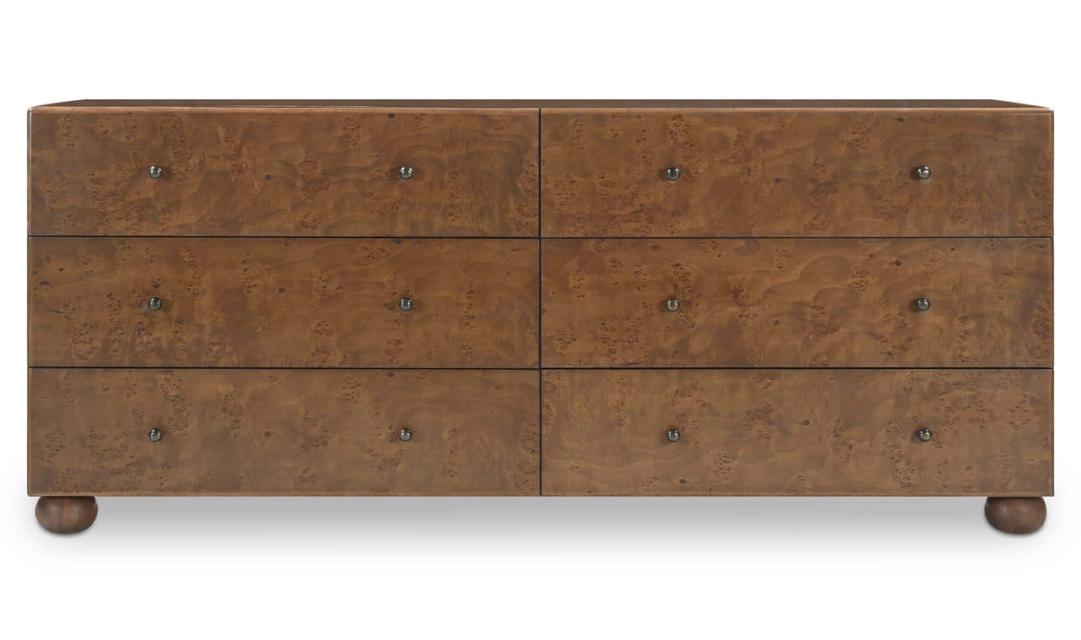 York 6 Drawer Dresser Warm Brown Burl by Moe's Home Collection - view 2