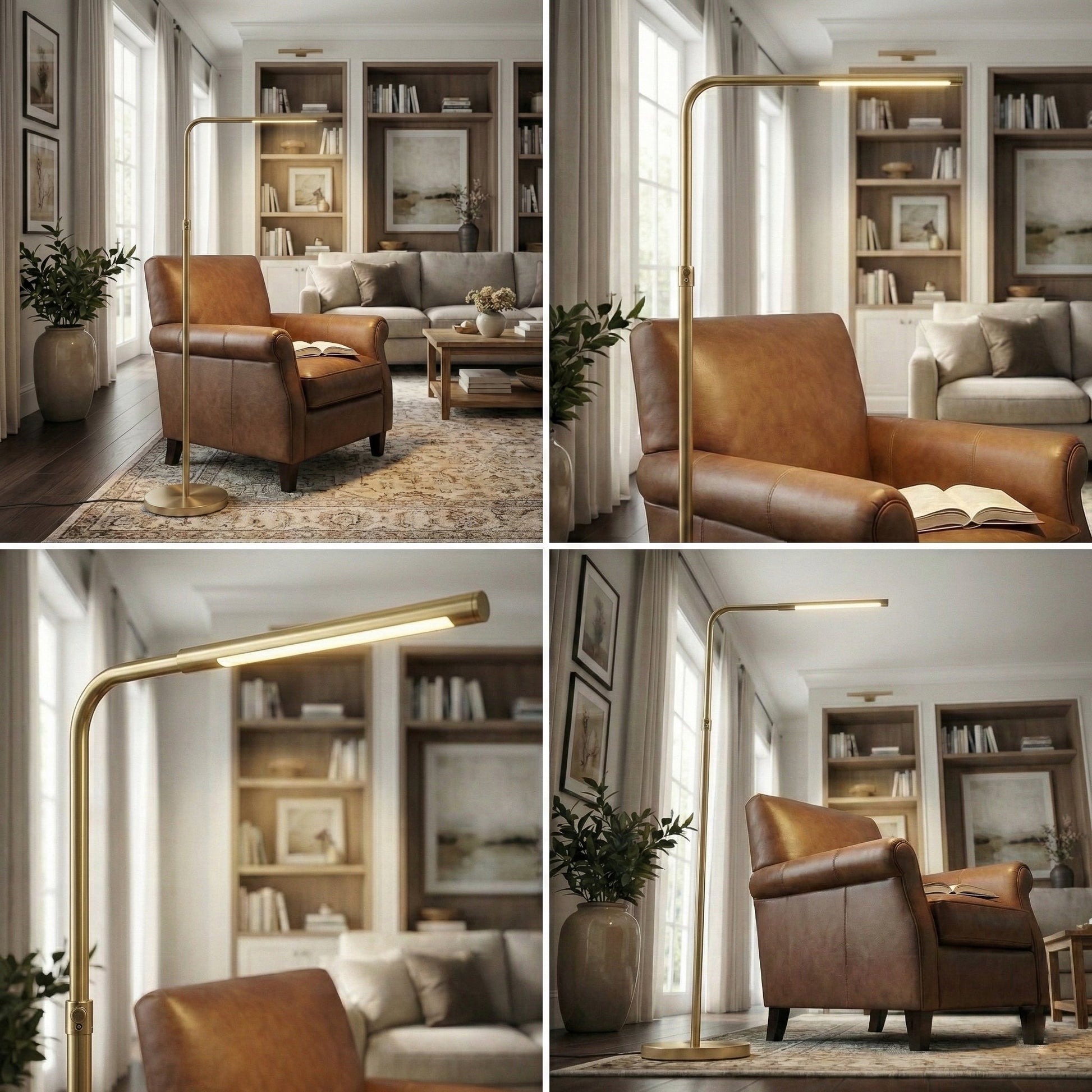 Verve Floor Lamp | Brassed Gold and Adjustable LED Base