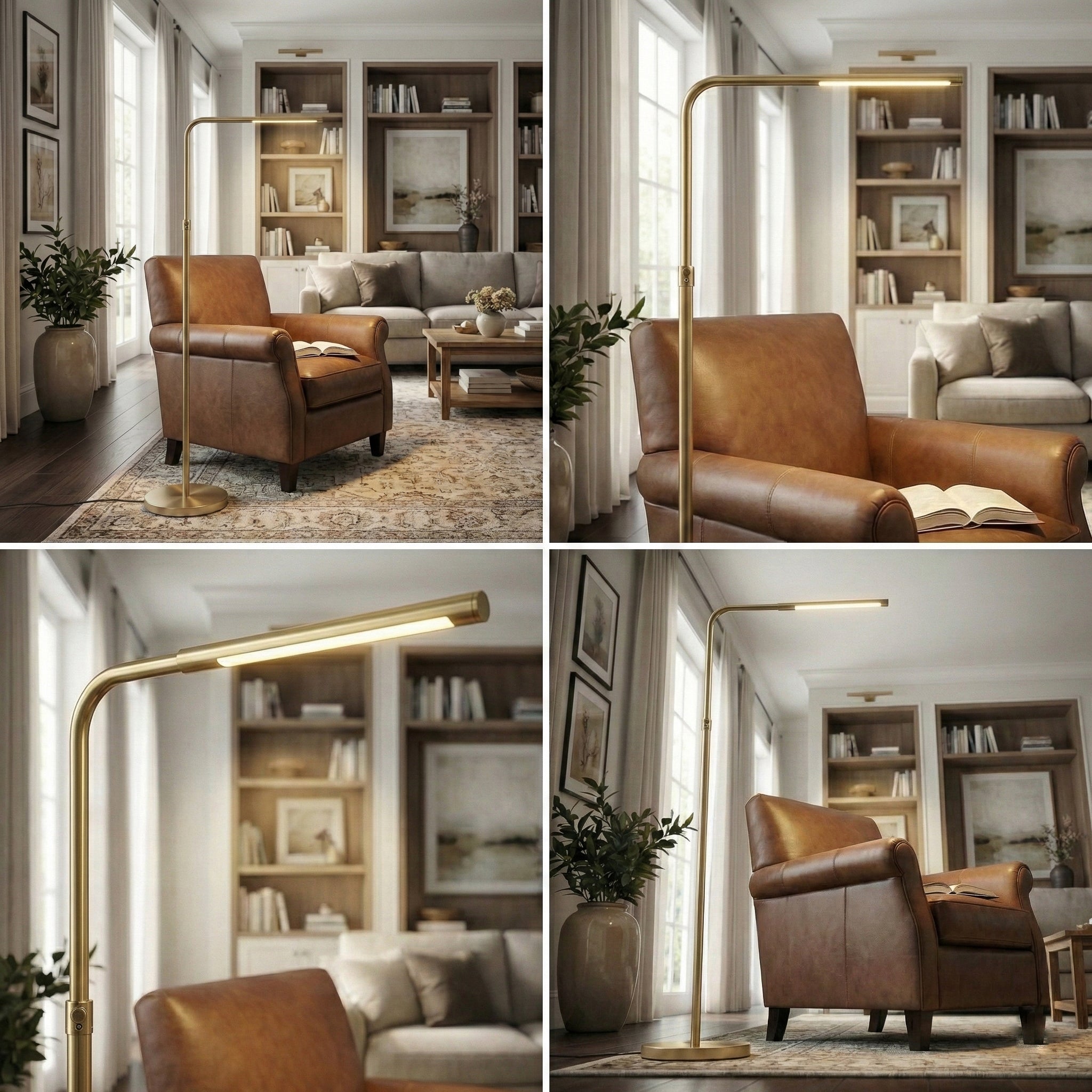 Verve Floor Lamp | Brassed Gold and Adjustable LED Base