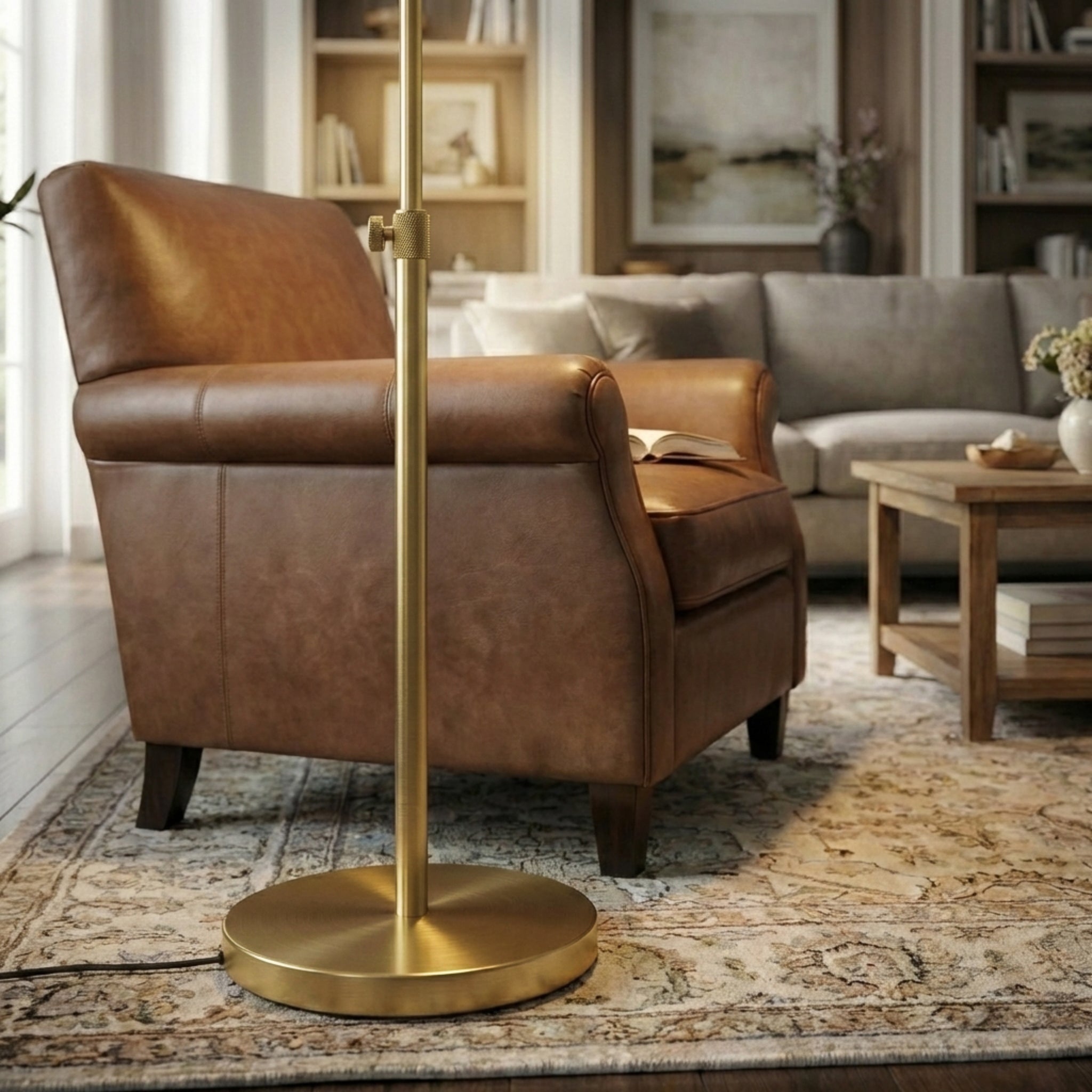 Verve Floor Lamp | Brassed Gold and Adjustable LED Base