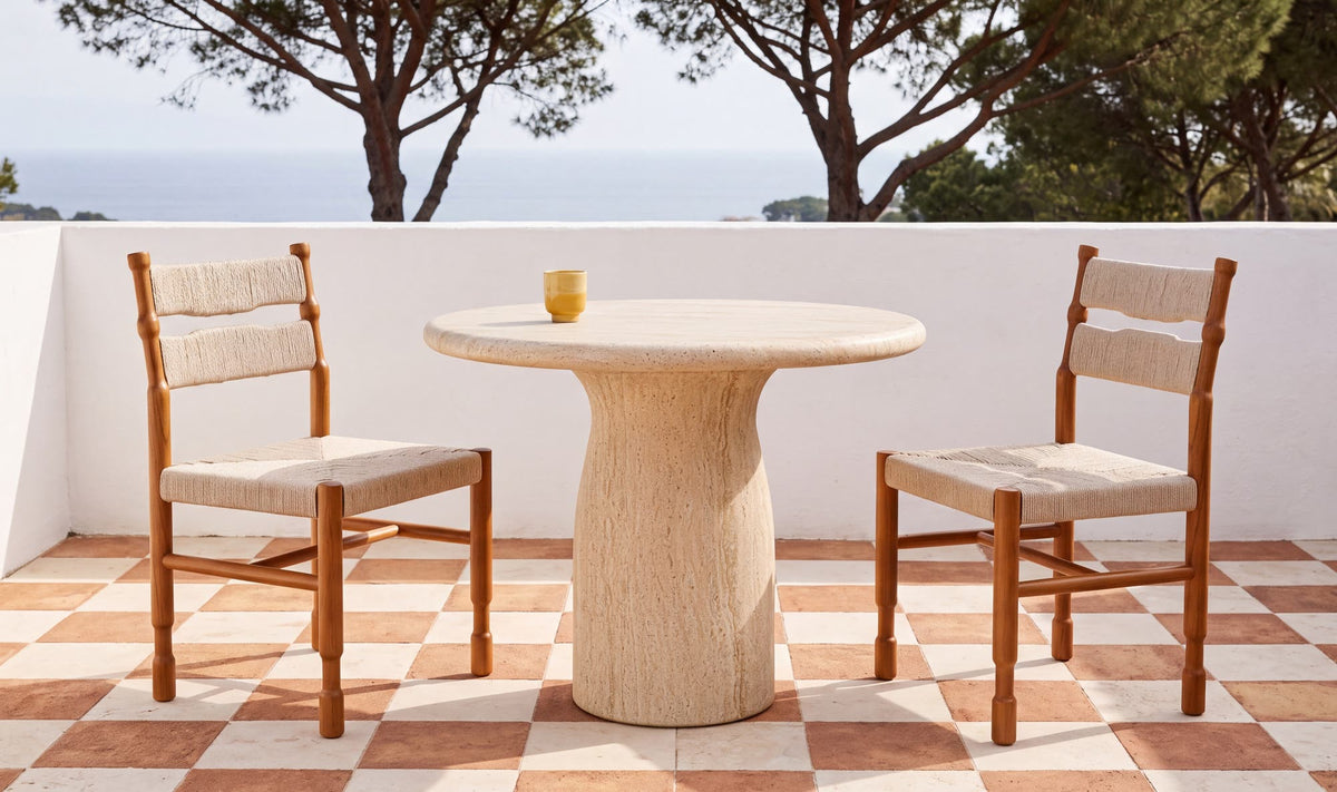 Warby Outdoor Bistro Table Faux Travertine by Moe's Home Collection - view 3