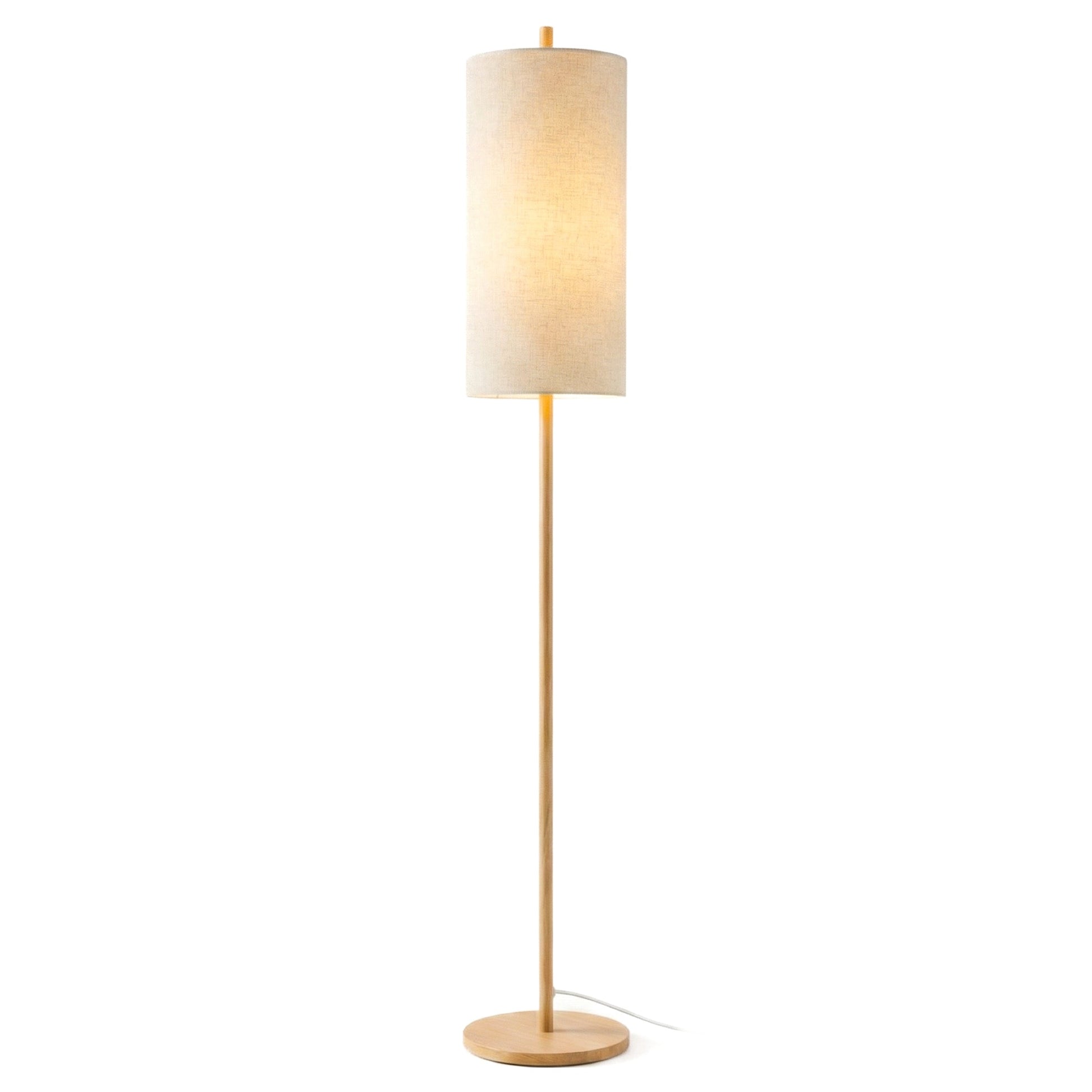 Vialux Floor Lamp | Natural Oak and Tall Woven Fabric Shade