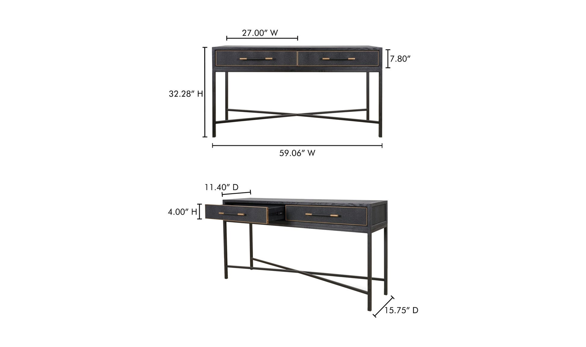 Mako Console Table Black by Moe's Home Collection - view 12