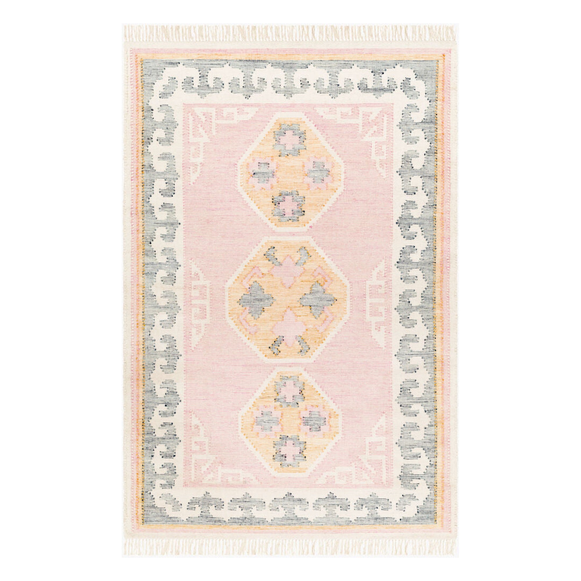 Valerie Dark Blue/Yellow Handmade Rug - 2' x 3'