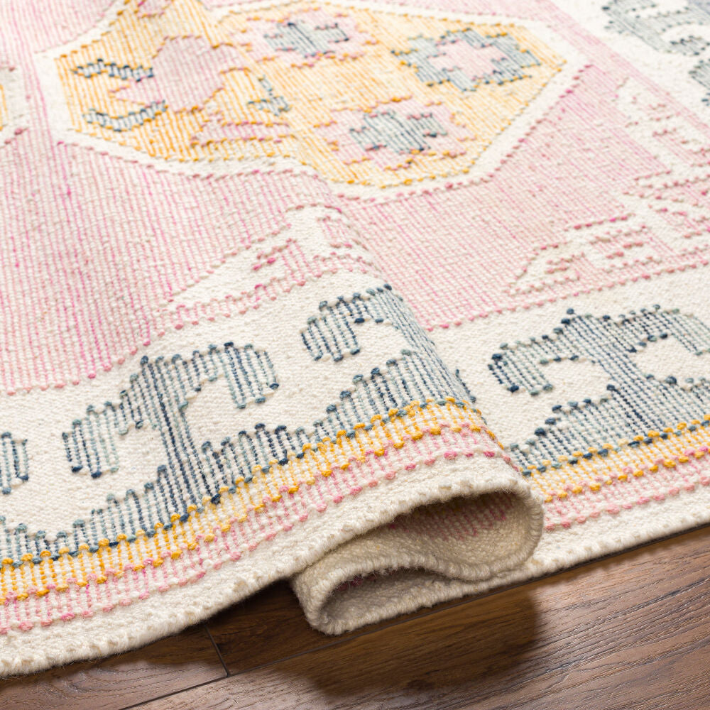 Valerie Dark Blue/Yellow Handmade Rug - fold