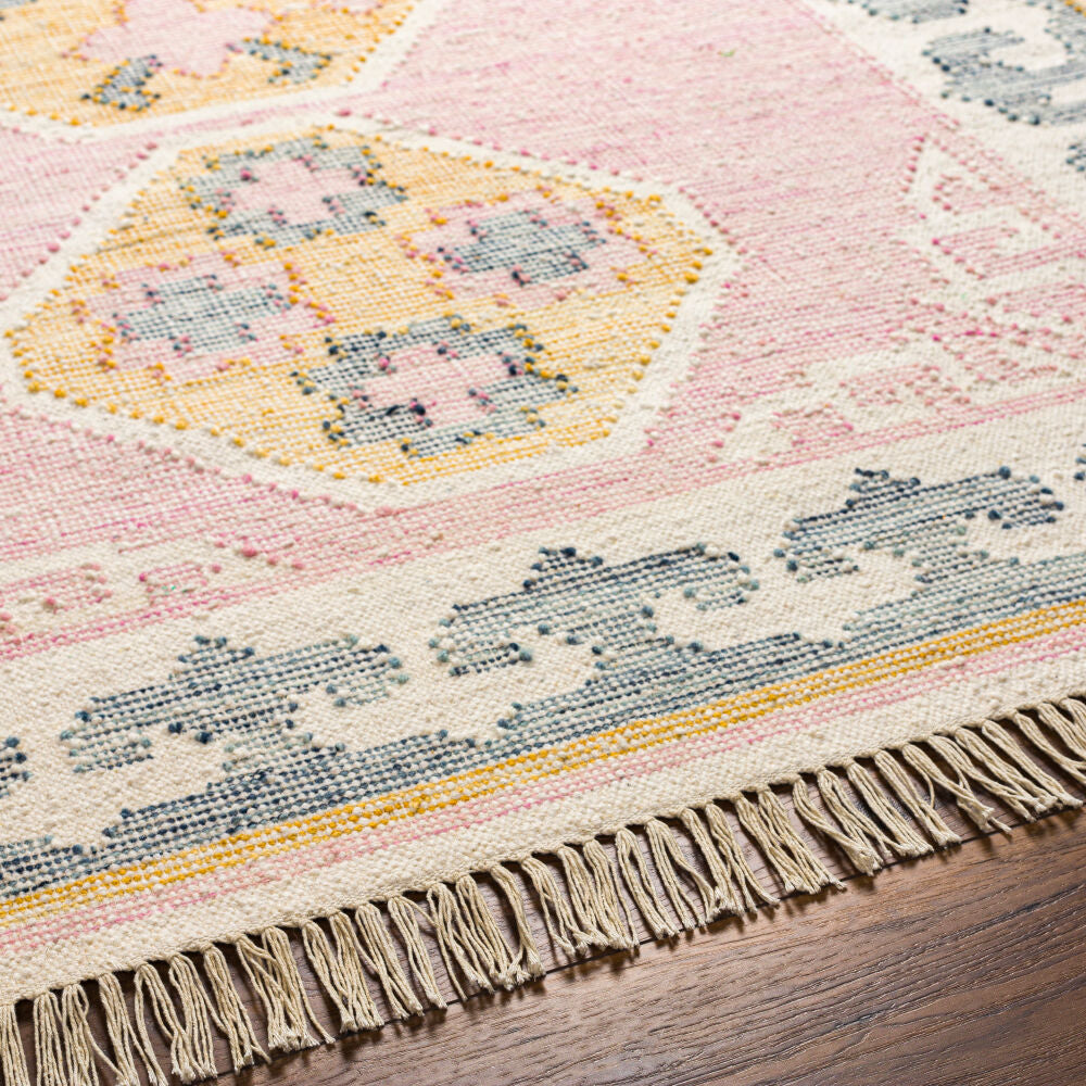 Valerie Dark Blue/Yellow Handmade Rug - texture