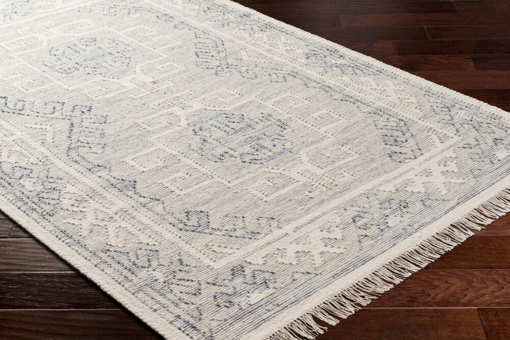 Valerie Cream/Light Sage Handmade Rug - corner