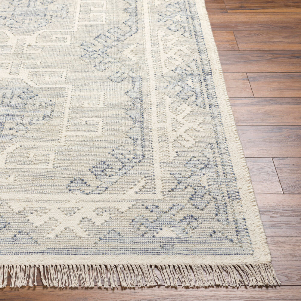Valerie Cream/Light Sage Handmade Rug - front