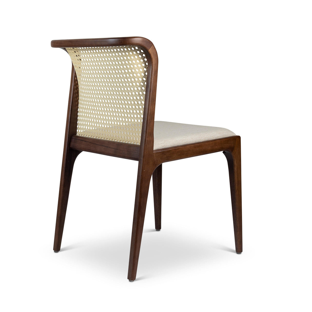 Modern Brazilian - Eloa - Cane Side Chair - Medley Ivory Seat - Nogal Frame - Natural Cane Webbing