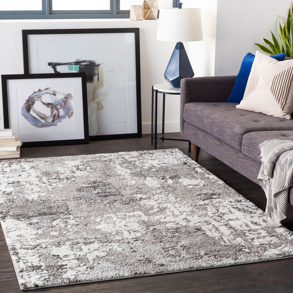 Venice Black/Medium Gray Machine Woven Rug VNE-2308 - roomscene