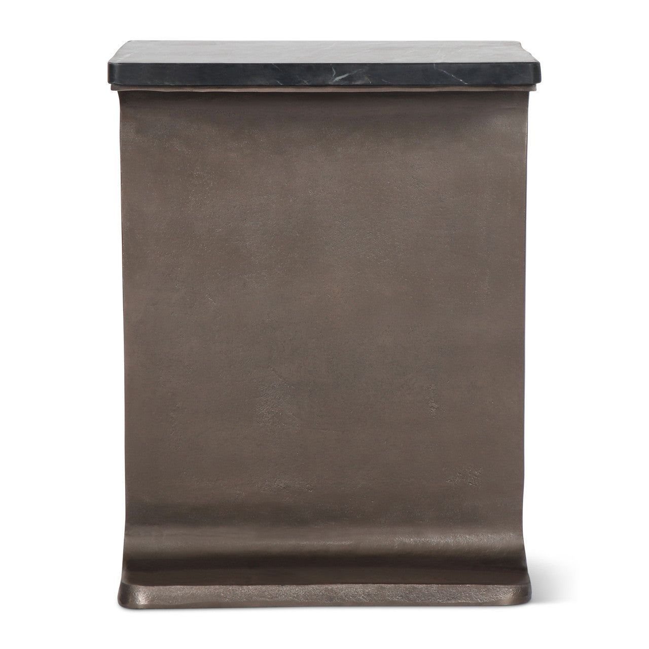 Marbelle - I-Beam Marble Side Table - Fantasy Black/Bronze Finish