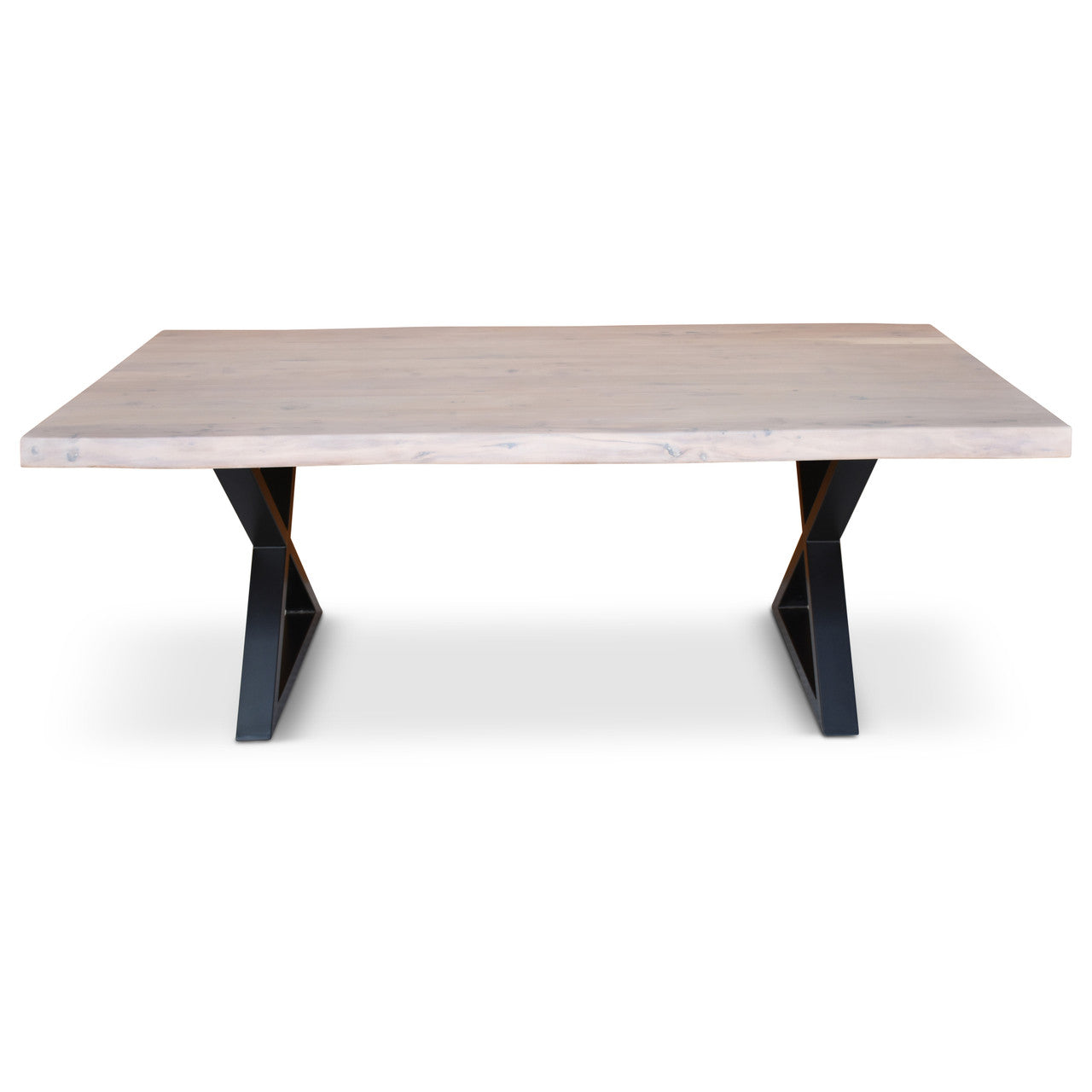 Brooks - Dining Table - X Base - 40" x 92" - White Wash Top - Black Base