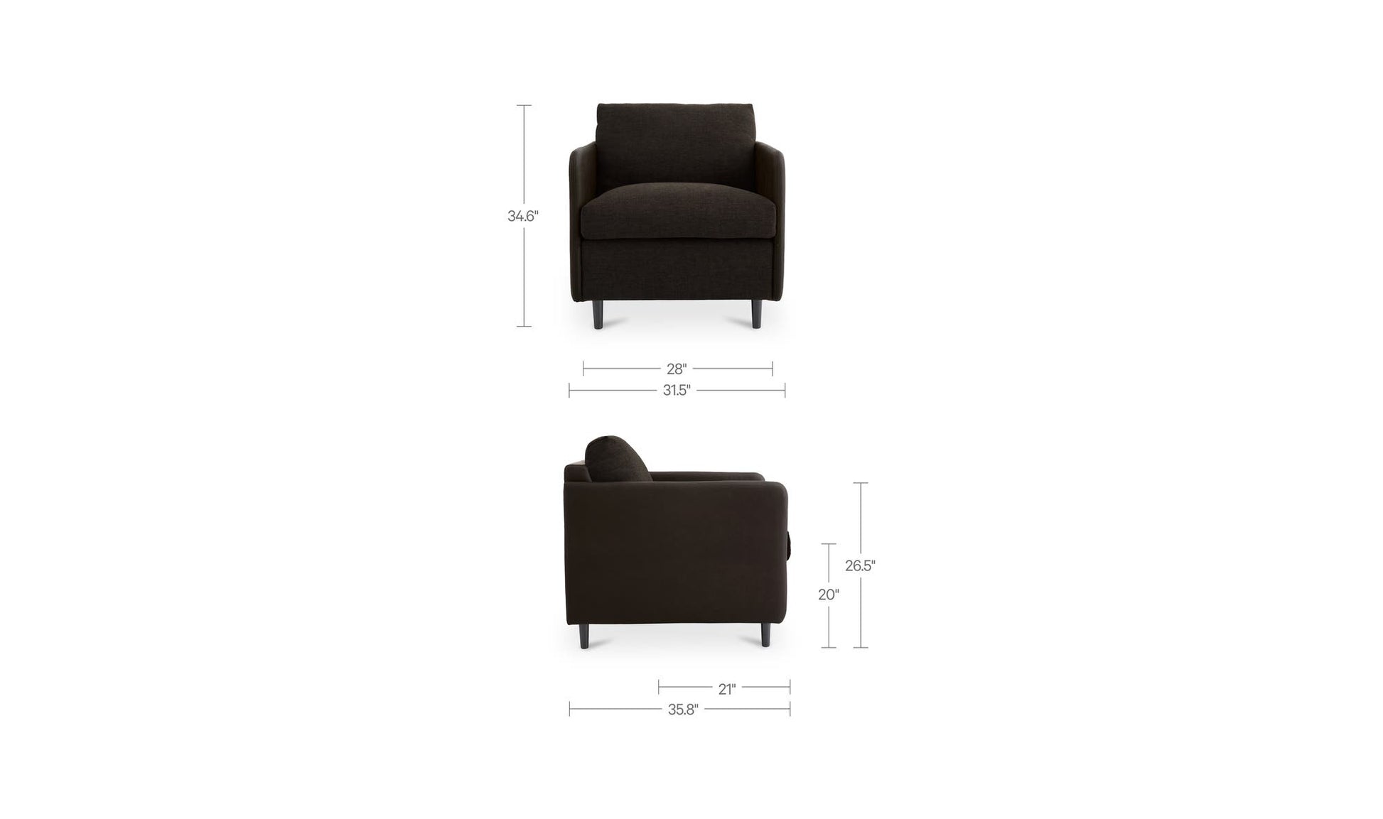 Teller Accent Chair Warm Black by Moe's Home Collection - view 14