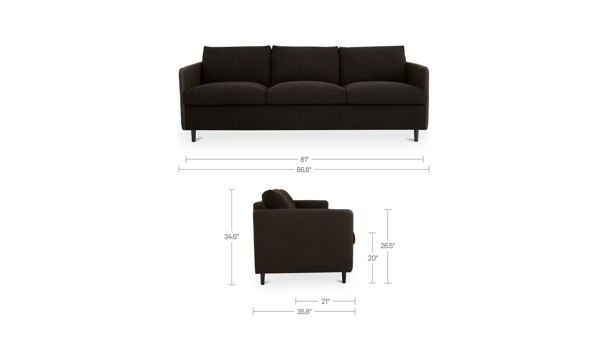 Teller Sofa Warm Black by Moe's Home Collection - view 10
