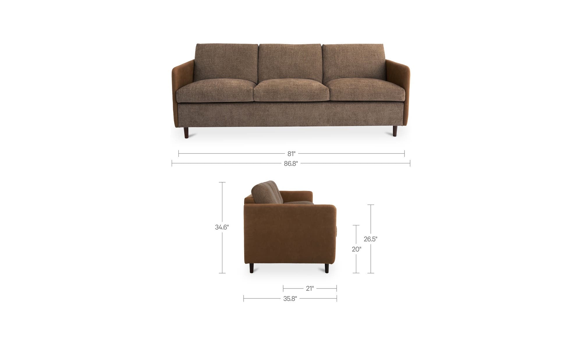 Teller Sofa Brown by Moe's Home Collection - view 11
