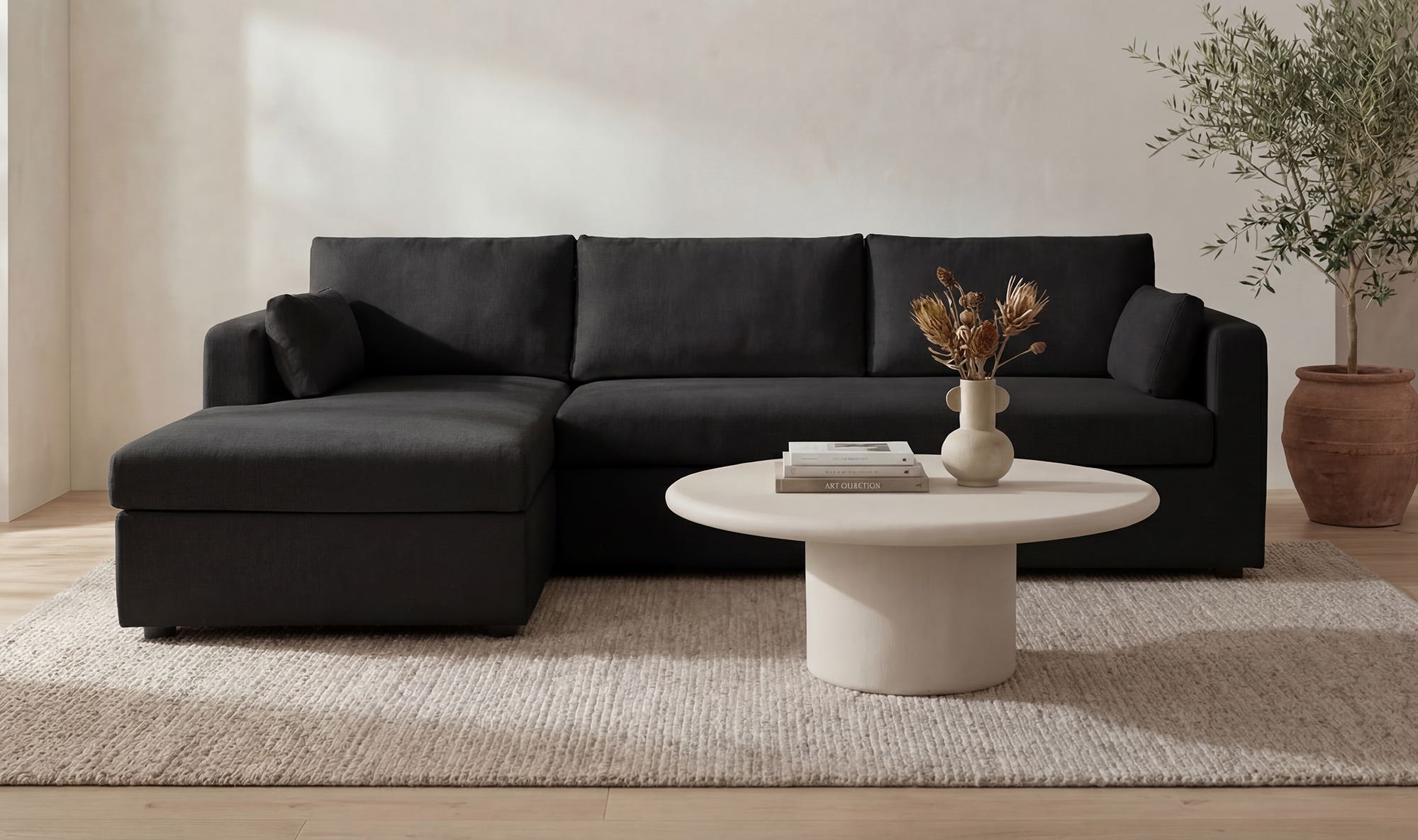Burrow Sleeper Sectional With Storage Chaise Black Left by Moe's Home Collection - view 4