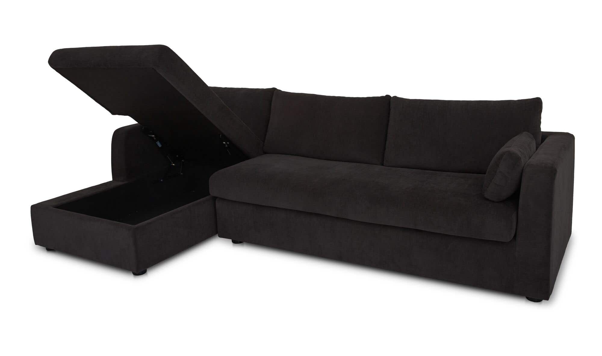 Burrow Sleeper Sectional With Storage Chaise Black Left by Moe's Home Collection - view 9