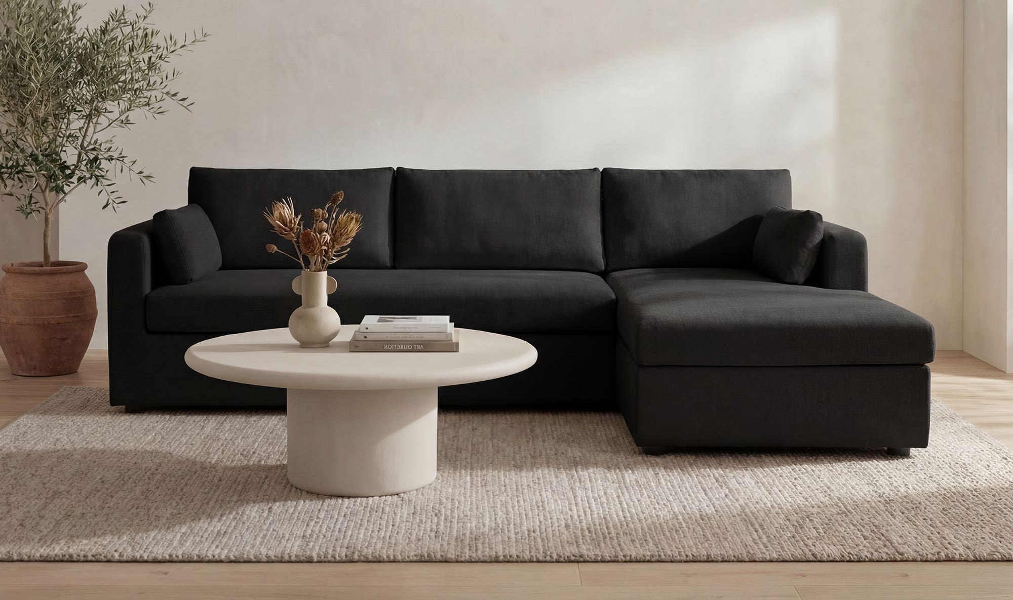 Burrow Sleeper Sectional With Storage Chaise Black Right by Moe's Home Collection - view 4