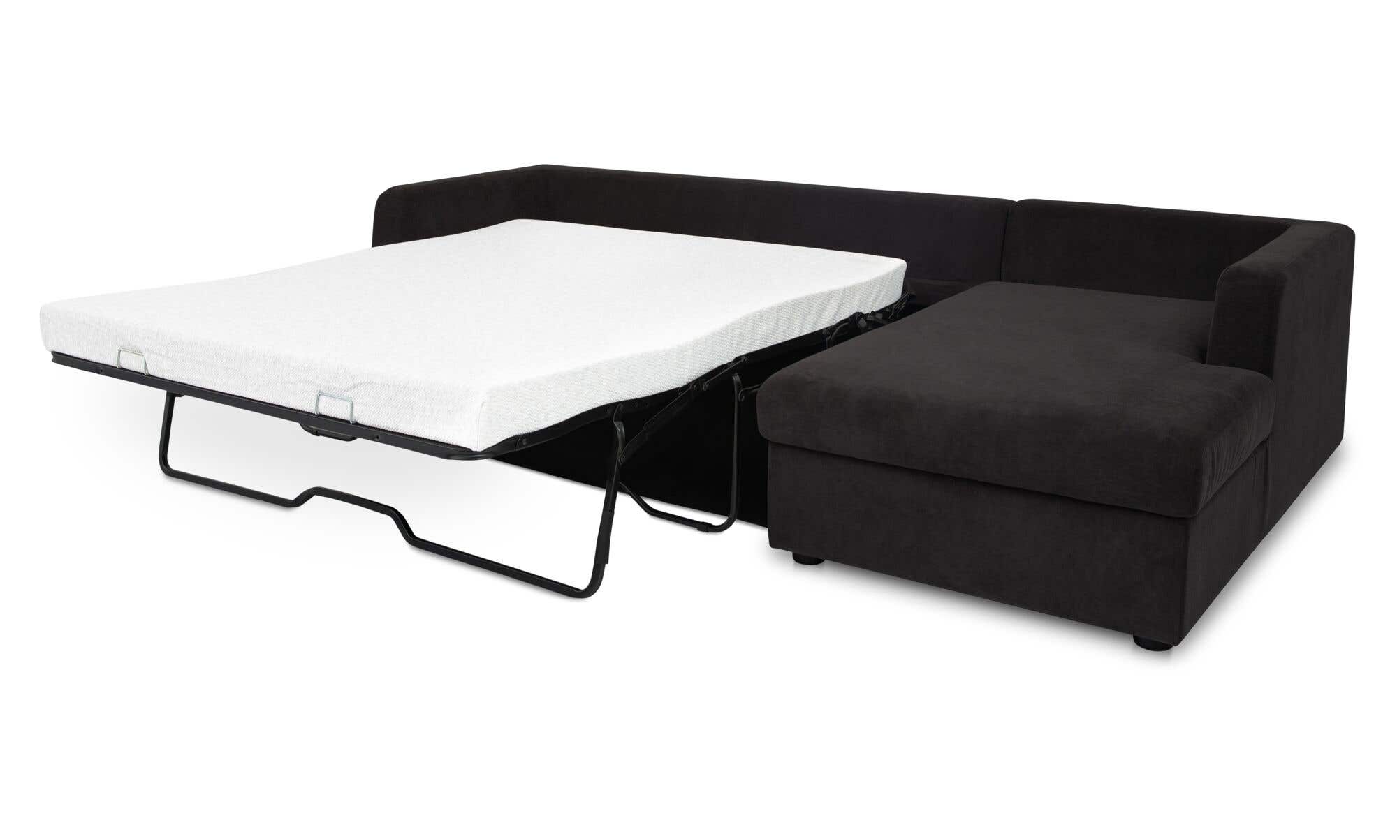 Burrow Sleeper Sectional With Storage Chaise Black Right by Moe's Home Collection - view 9