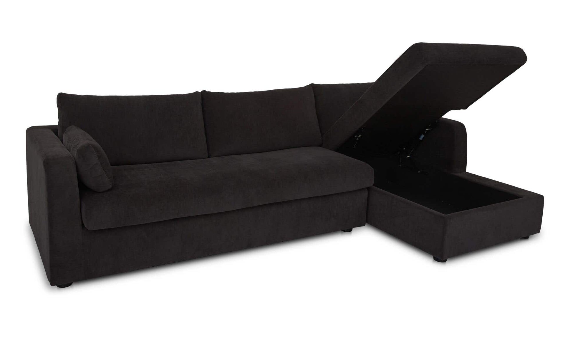 Burrow Sleeper Sectional With Storage Chaise Black Right by Moe's Home Collection - view 5