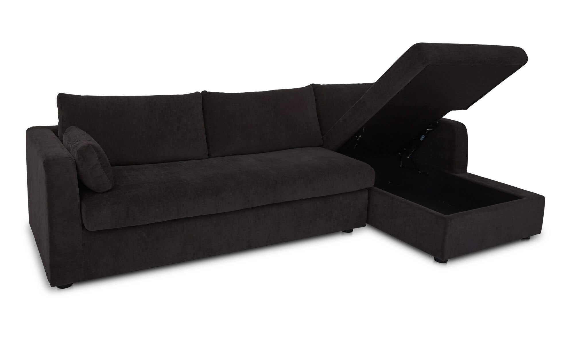 Burrow Sleeper Sectional With Storage Chaise Black Right by Moe's Home Collection - view 5