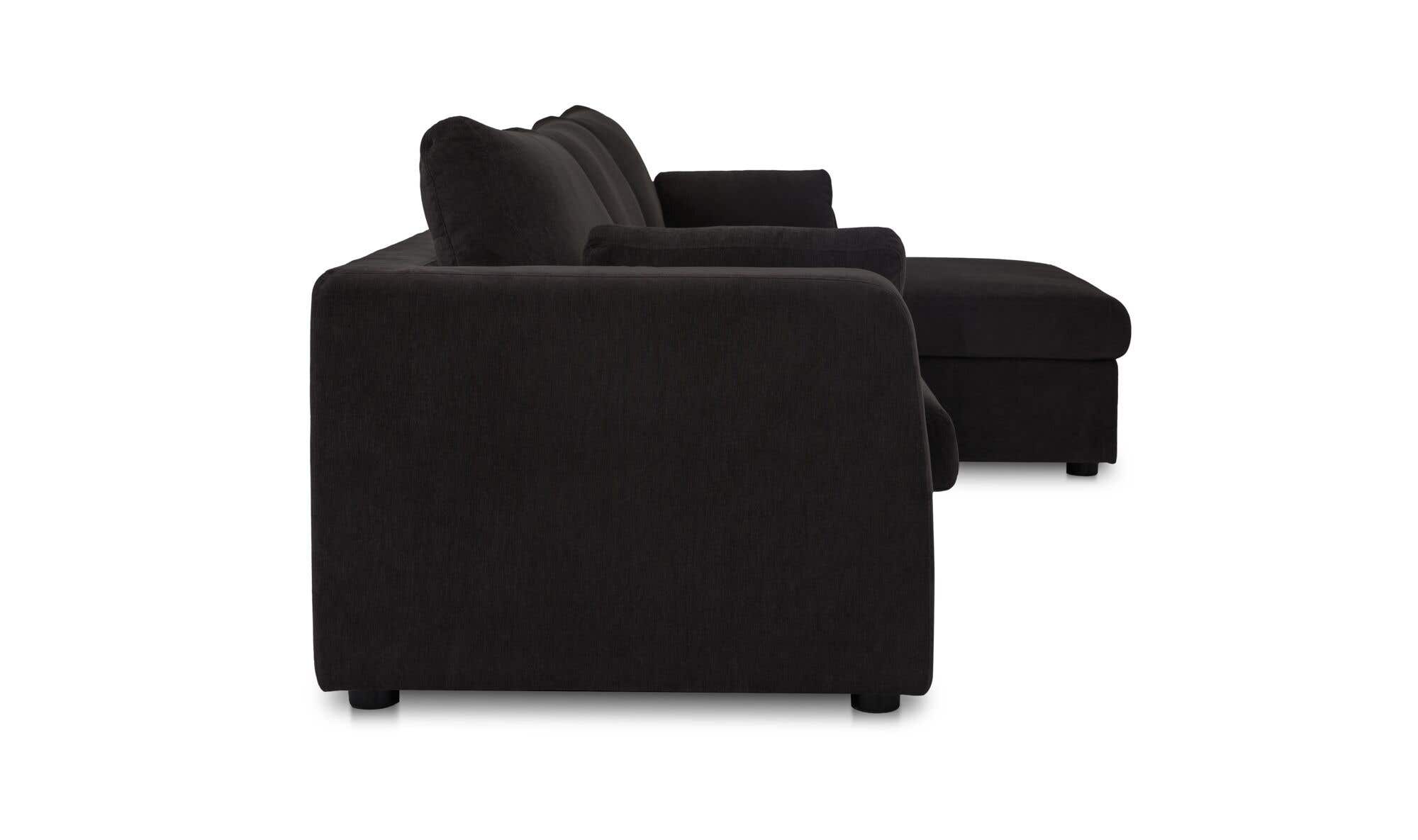Burrow Sleeper Sectional With Storage Chaise Black Right by Moe's Home Collection - view 6