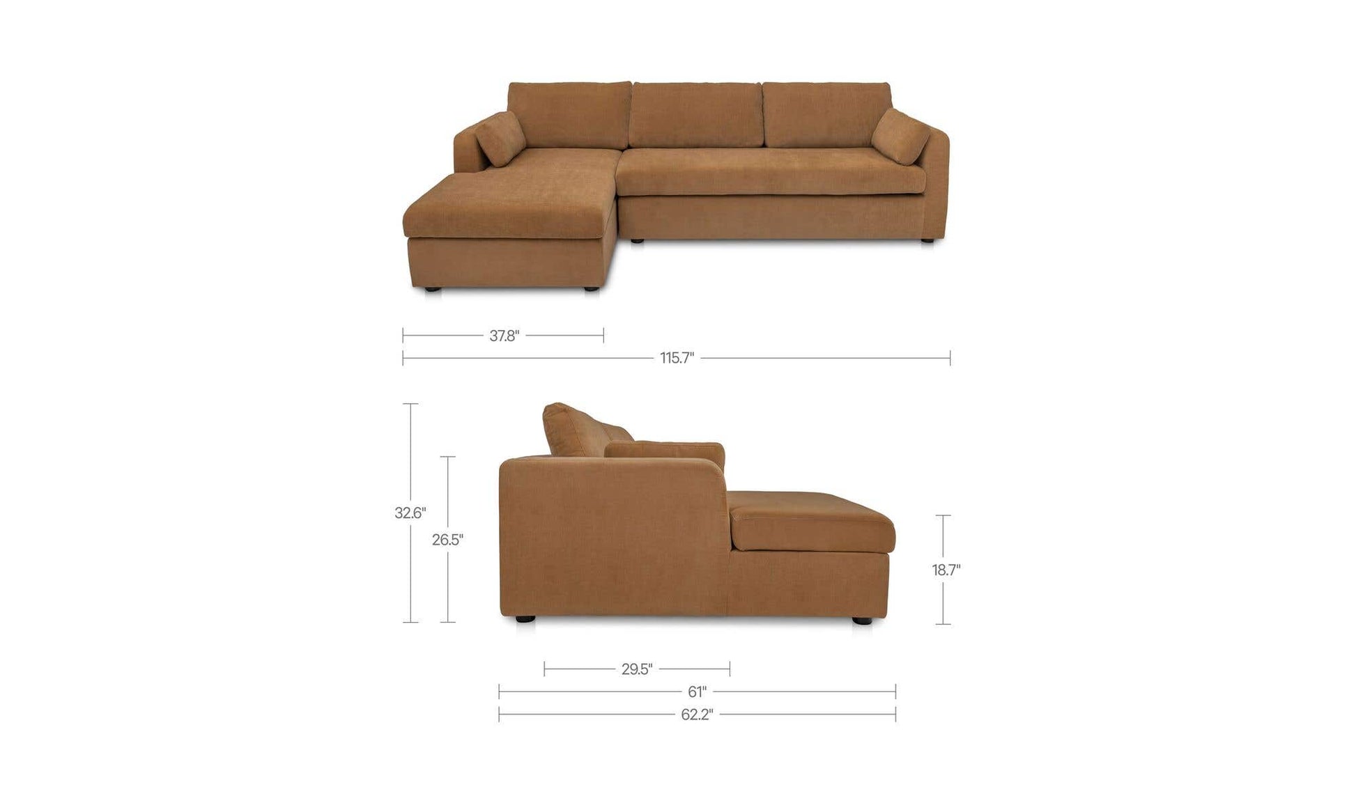 Burrow Sleeper Sectional With Storage Chaise Ginger Left by Moe's Home Collection - view 13