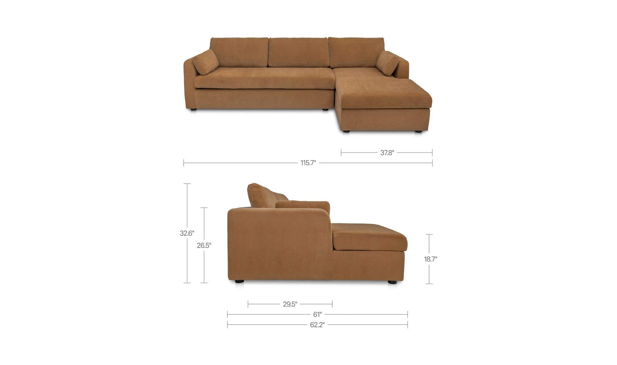 Burrow Sleeper Sectional With Storage Chaise Ginger Right by Moe's Home Collection - view 13