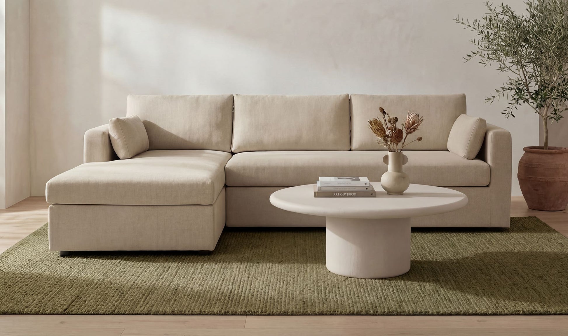Burrow Sleeper Sectional With Storage Chaise Sand Left by Moe's Home Collection - view 4