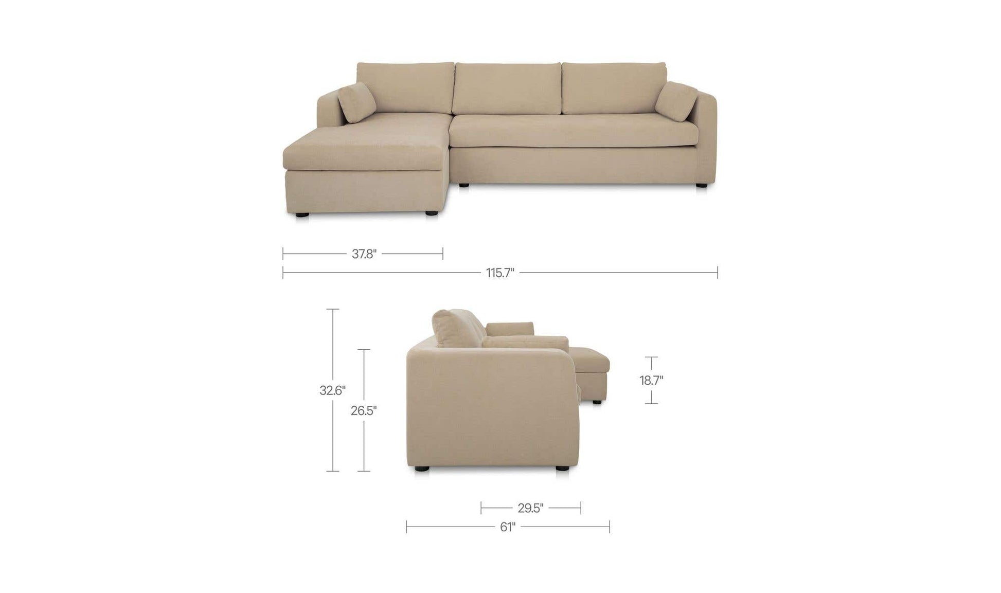Burrow Sleeper Sectional With Storage Chaise Sand Left by Moe's Home Collection - view 14