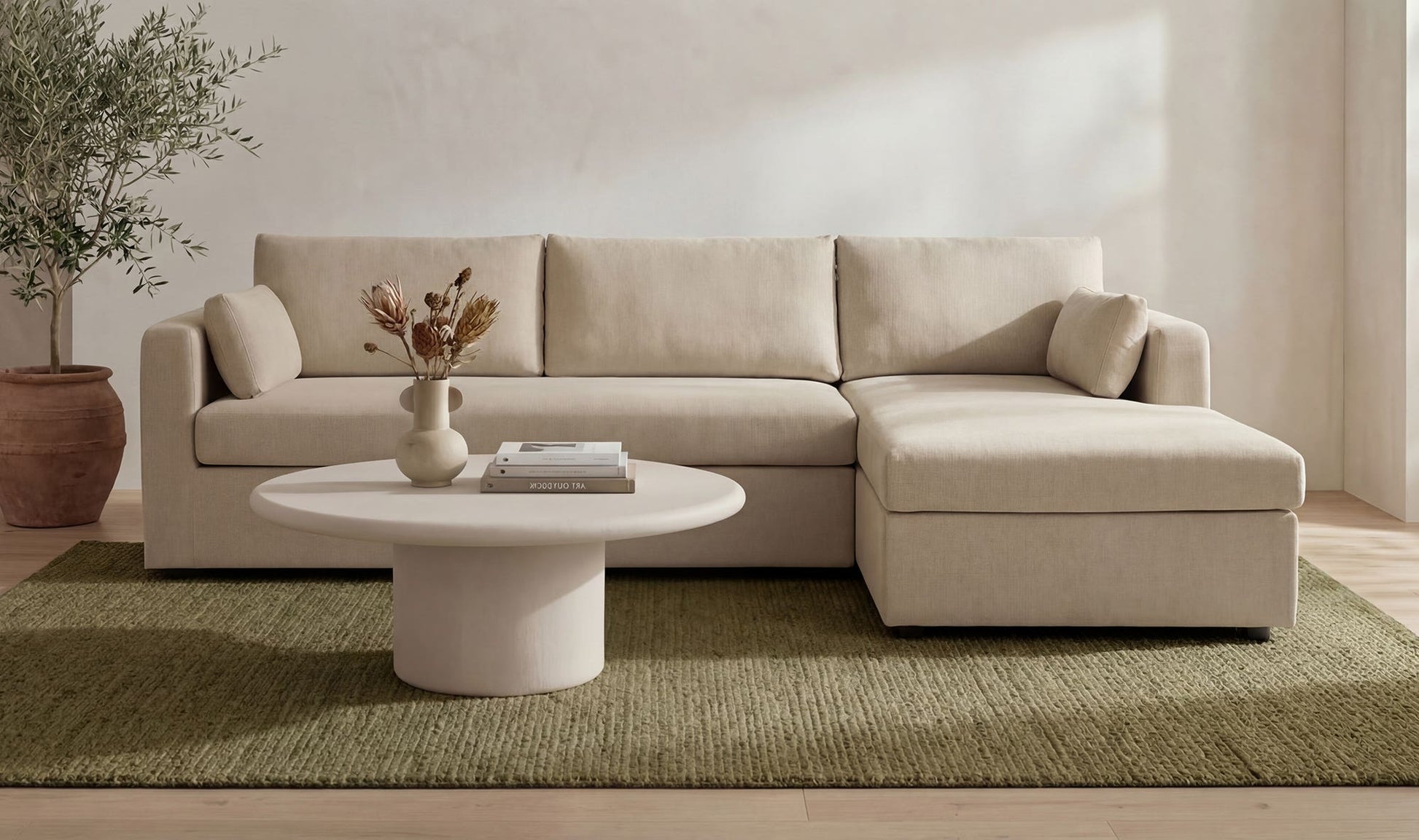 Burrow Sleeper Sectional With Storage Chaise Sand Right by Moe's Home Collection - view 4