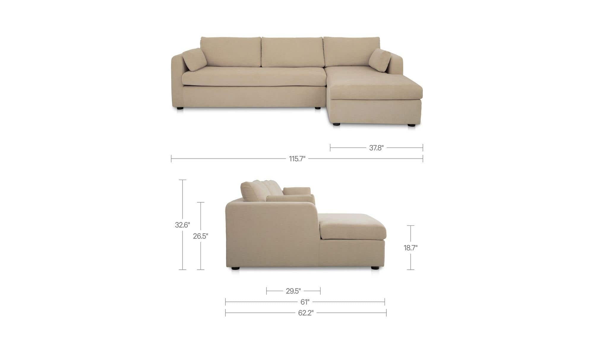 Burrow Sleeper Sectional With Storage Chaise Sand Right by Moe's Home Collection - view 14