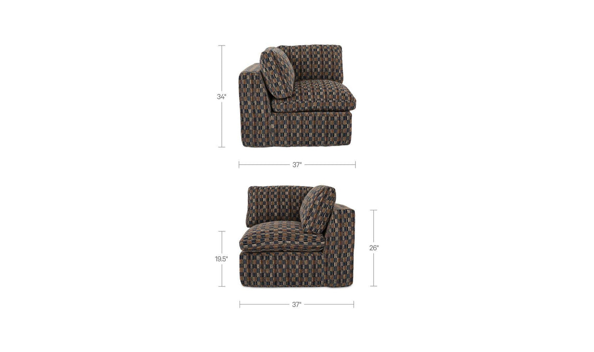 Cates Corner Chair Navy And Brown by Moe's Home Collection - view 13