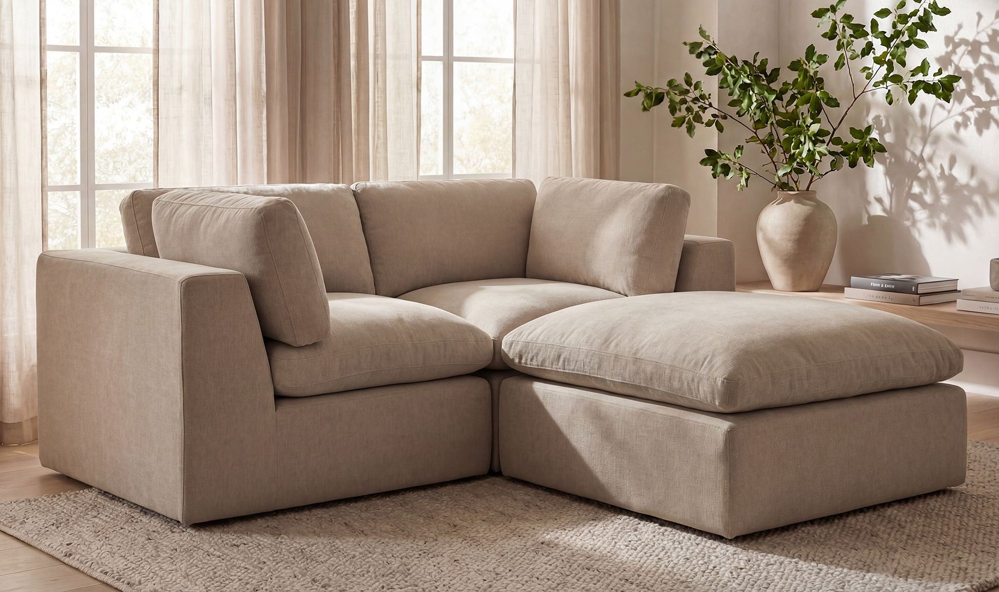 Cates Ottoman Pebble by Moe's Home Collection - view 7