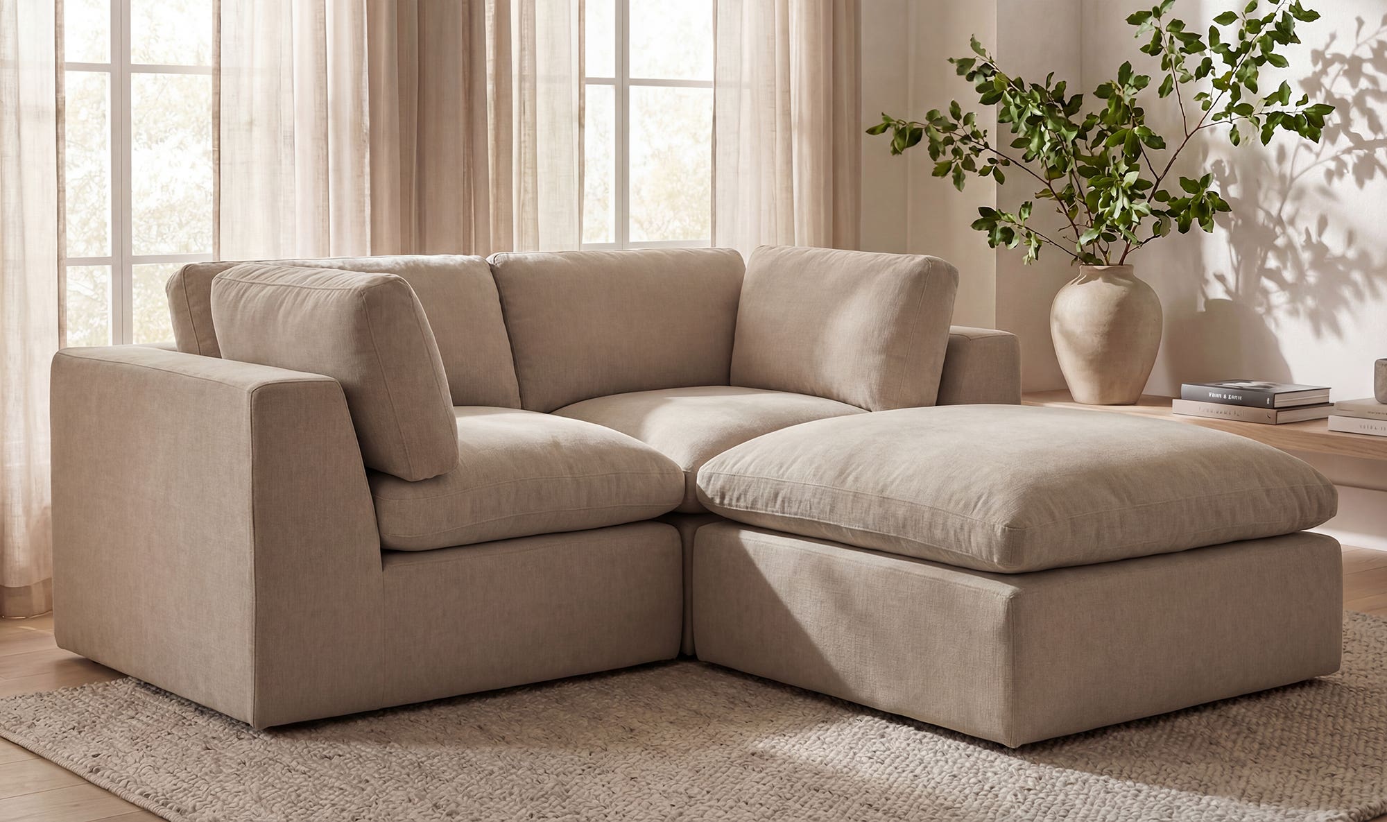 Cates Ottoman Pebble by Moe's Home Collection - view 7