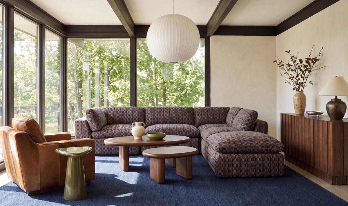 Cates Ottoman Navy And Brown by Moe's Home Collection - view 3