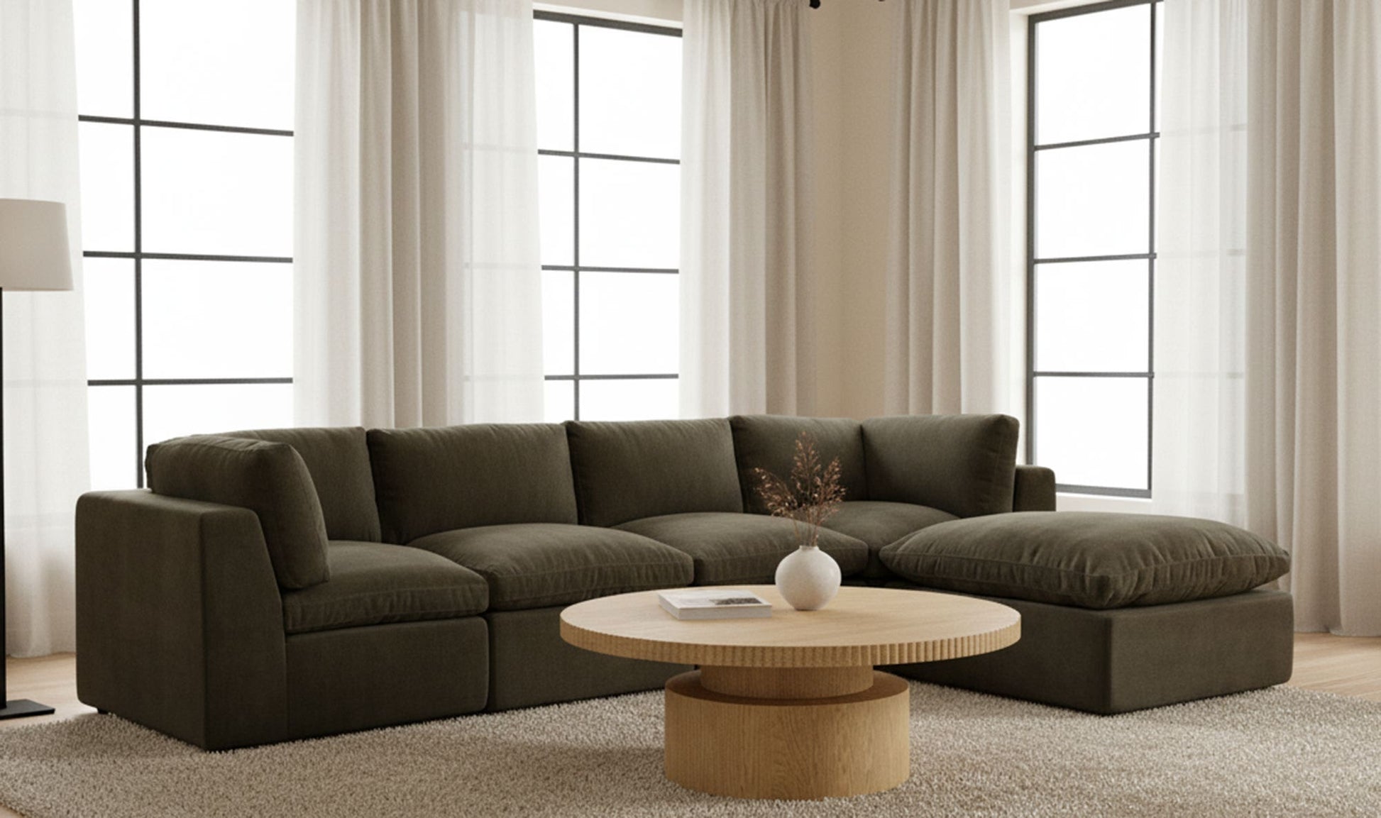 Cates Nook Modular Sectional Dark Green by Moe's Home Collection - view 6