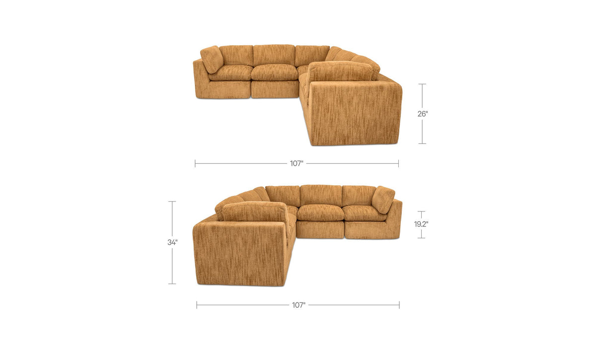 Cates Classic L Modular Sectional Golden Wheat by Moe's Home Collection - view 9