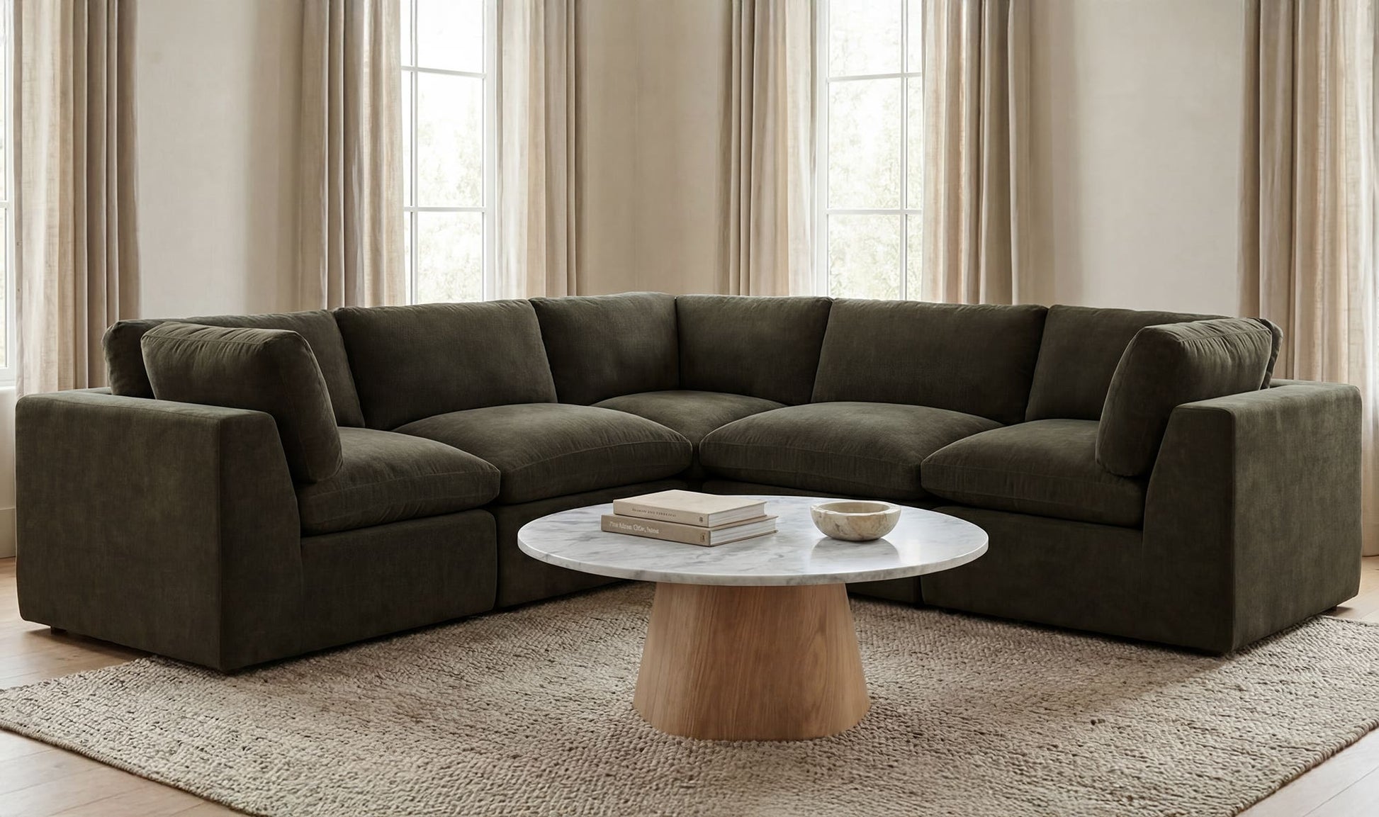 Cates Classic L Modular Sectional Dark Green by Moe's Home Collection - view 7